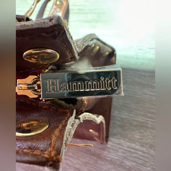 RARE NWOT Hammitt Cognac Real Leather Brentwood Satchel Handbag with Gold Studs - Picture 5 of 9